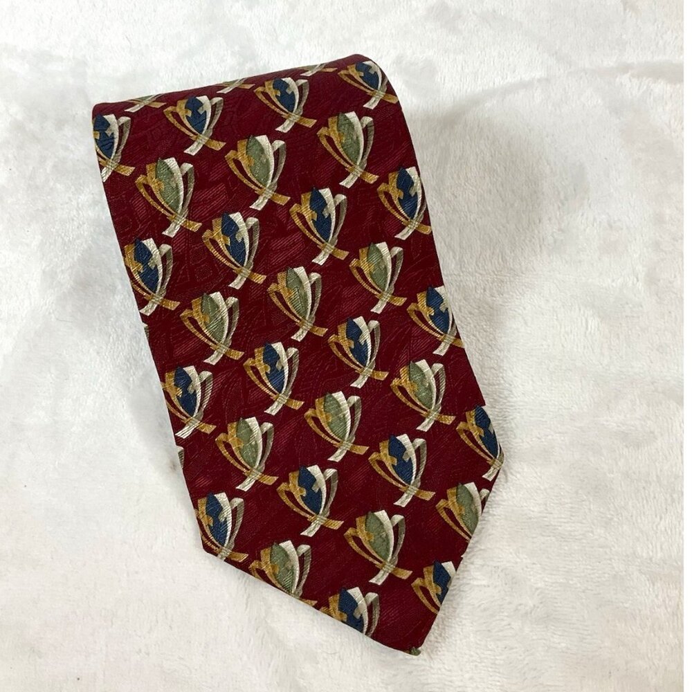 XMI Nordstrom Red Print Classic Silk Tie 59 in long x 3.5 in wide USA Made NWT - Picture 1 of 6